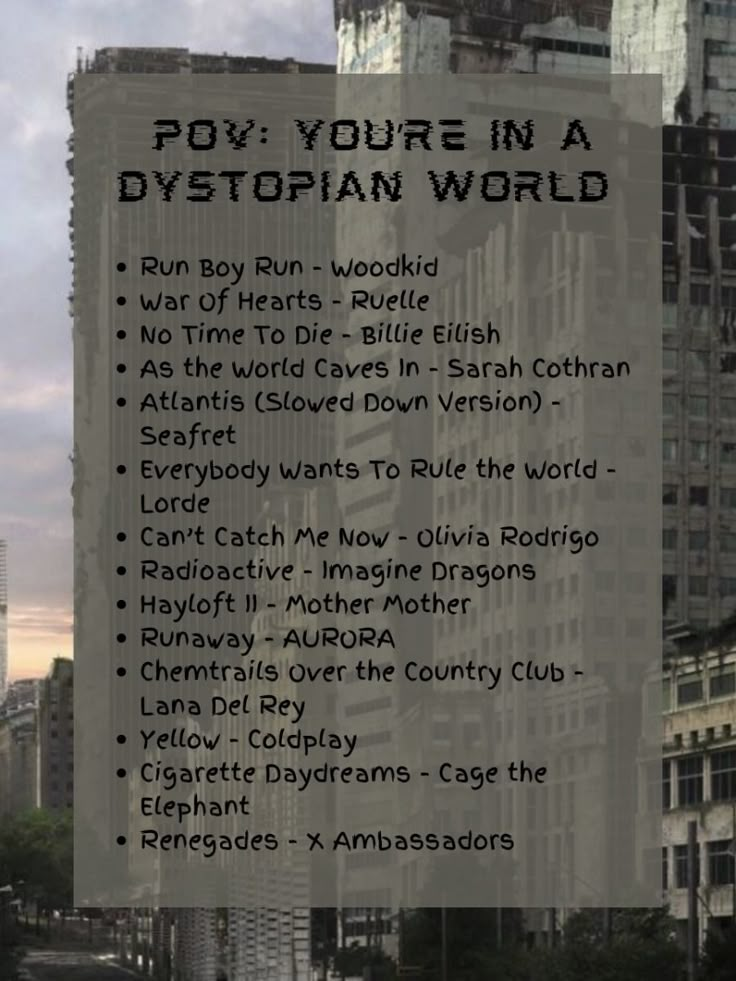 Playlist titled POV you're in a dystopian world