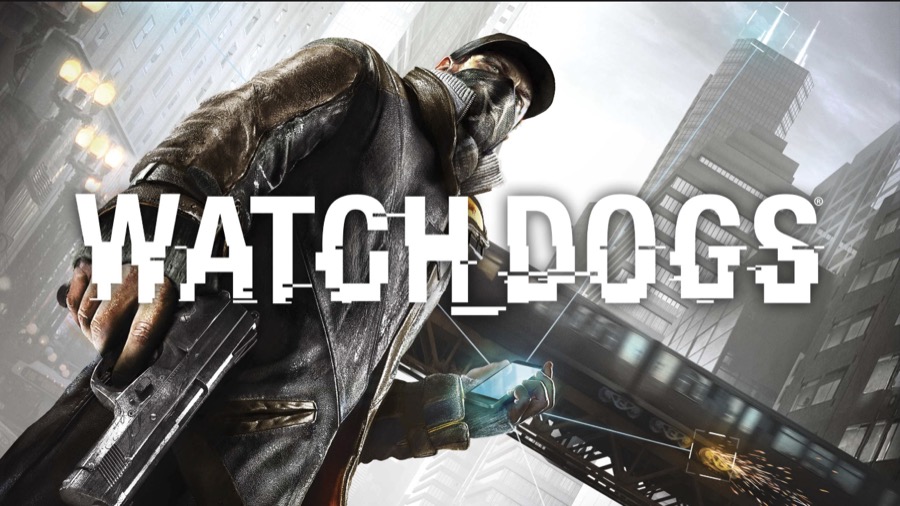 Watch Dogs game artwork with masked figure in a city